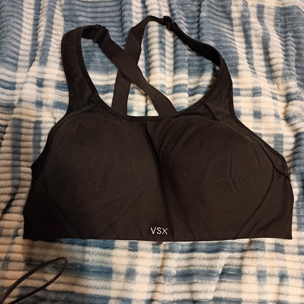 VSX Black Sports Bra with Crossback Design